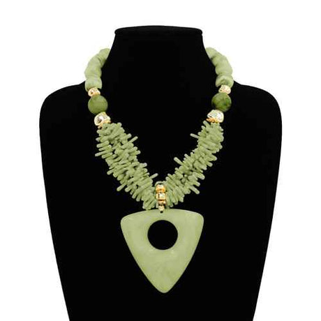Fashion Stone Pendant Long Necklace #KS2252 - Multiple Colors (PC)