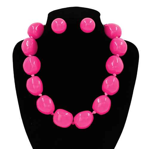 Fashion Large Bubble Bead Necklace Set #KS2265 - Multiple Colors (PC)