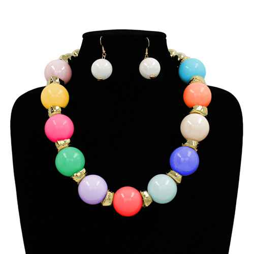 Fashion Bubble Bead Necklace Set #KS2273 - Multiple Colors (PC)