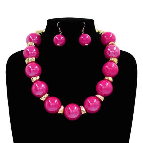 Fashion Bubble Bead Necklace Set #KS2273 - Multiple Colors (PC)