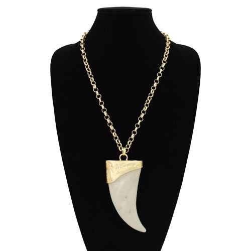 Fashion Long Horn Pendant Necklace #KS2280 - Multiple Colors (PC)