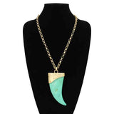 Fashion Long Horn Pendant Necklace #KS2280 - Multiple Colors (PC)
