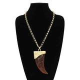 Fashion Long Horn Pendant Necklace #KS2280 - Multiple Colors (PC)