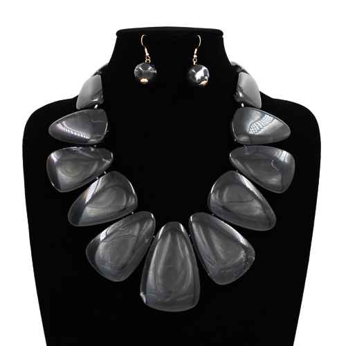 Fashion Stone Bib Necklace Set #KS2298 - Multiple Colors (PC)