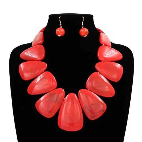 Fashion Stone Bib Necklace Set #KS2298 - Multiple Colors (PC)