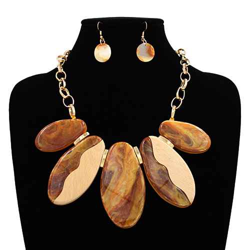Fashion Two-Tone Chain Necklace Set #KS2313 - Multiple Colors (PC)