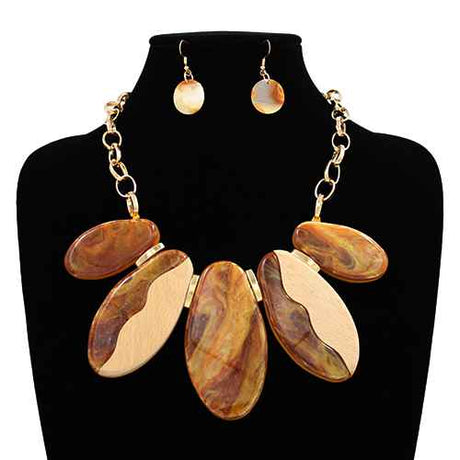 Fashion Two-Tone Chain Necklace Set #KS2313 - Multiple Colors (PC)