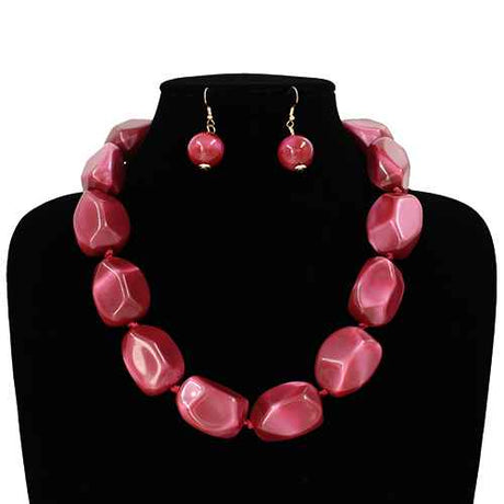 Fashion Chunky Bead Statement Necklace #KS2329 - Multiple Colors (PC)