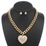 Fashion Rhinestone Heart Necklace Set #KS5176 - Multiple Colors (PC)