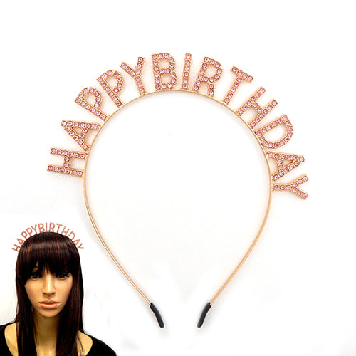 Fashion Accessory Pink "Happy Birthday" Headband #LD3064GDPNK (PC)