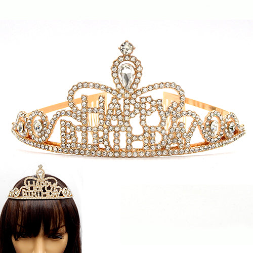 Fashion Rhinestone "Happy Birthday" Tiara #LD3081 - Multiple Colors (PC)