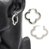 Fashion Clover Shaped Stone Hoop Earrings #LE3274 - Multiple Colors (PC)