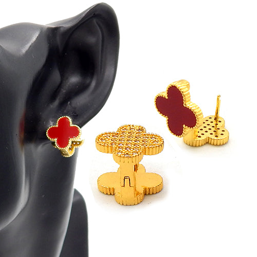 Fashion Mini Four-Leaf Clover Earrings #LE3279 - Multiple Colors (PC)