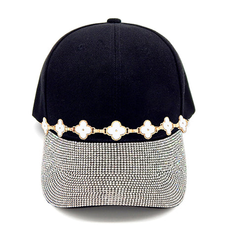Fashion Rhinestone Cap W/Clovers #LH8452 - Multiple Colors (PC)