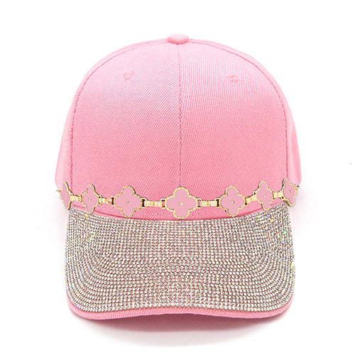 Fashion Rhinestone Cap W/Clovers #LH8452 - Multiple Colors (PC)