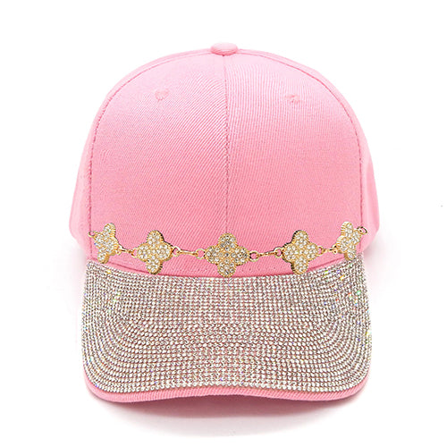 Fashion Rhinestone Cap W/Bling Clovers #LH8459 - Multiple Colors (PC)
