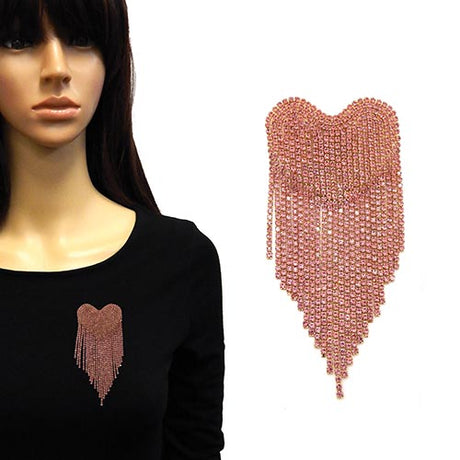 Fashion Rhinestone Heart Tassel Brooch #LM4015 - Multiple Colors (PC)
