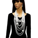 Fashion X-Long Pearl Necklace Set #LS2057 - Multiple Colors (PC)