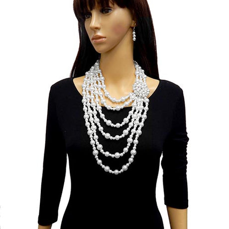 Fashion Long Pearl Necklace Set #LS2058 - Multiple Colors (PC)