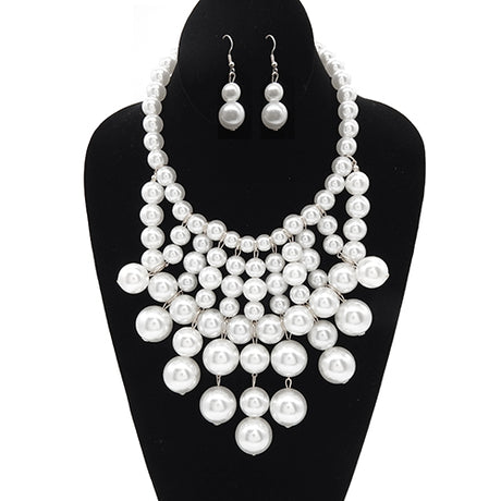 Fashion Statement Pearl Necklace Set #LS2063 - Multiple Colors (PC)