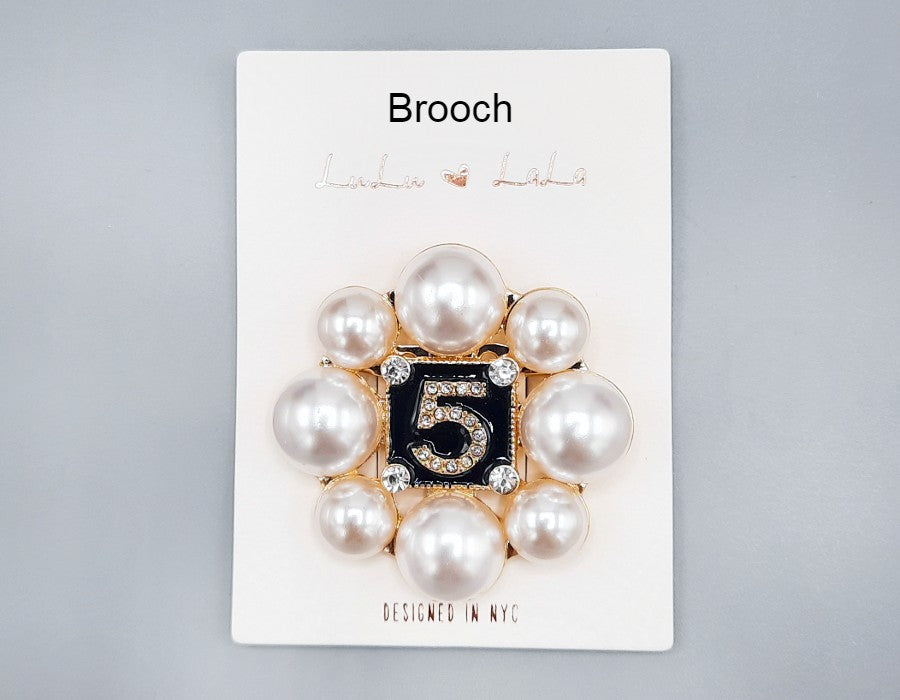 Fashion Design Pearl Brooch #MBR1007 - Multiple Colors (PC)