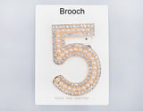 Fashion Pearl & Crystal No. 5 Brooch #MBR1018 - Multiple Colors (PC)