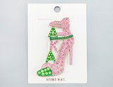 Fashion Stone High Heel Brooch #MBR1030 - Multiple Colors (PC)