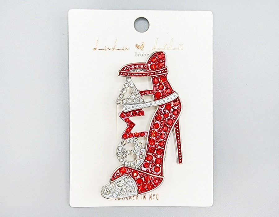 Fashion Stone High Heel Brooch #MBR1030 - Multiple Colors (PC)