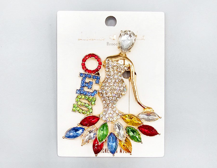 Fashion Rhinestone Lady Casting Brooch #MBR1057 - Multiple Colors (PC)