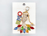 Fashion Rhinestone Lady Casting Brooch #MBR1057 - Multiple Colors (PC)