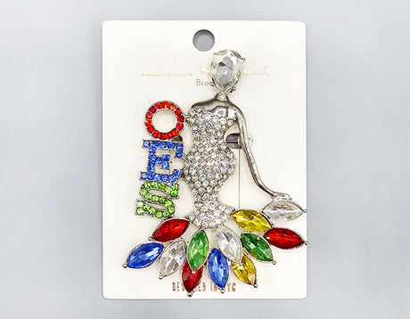 Fashion Rhinestone Lady Casting Brooch #MBR1057 - Multiple Colors (PC)