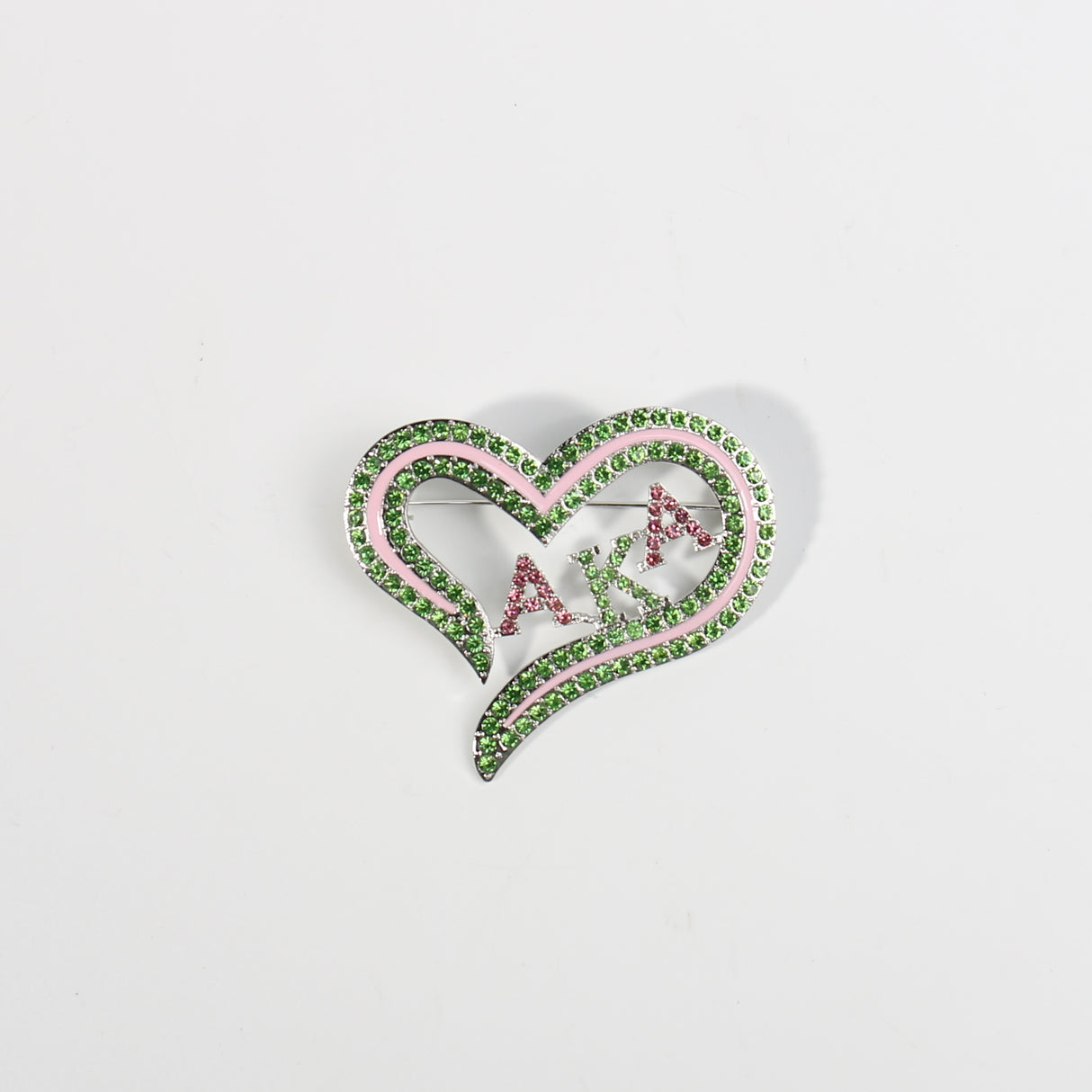 Fashion Sorority Heart Stone Brooch #MBR1060 - Multiple Colors (PC)