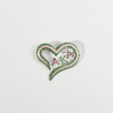 Fashion Sorority Heart Stone Brooch #MBR1060 - Multiple Colors (PC)