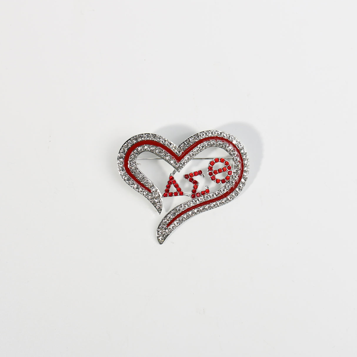 Fashion Sorority Heart Stone Brooch #MBR1060 - Multiple Colors (PC)
