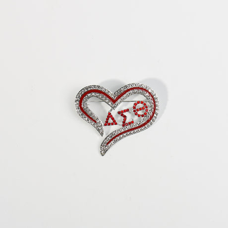 Fashion Sorority Heart Stone Brooch #MBR1060 - Multiple Colors (PC)