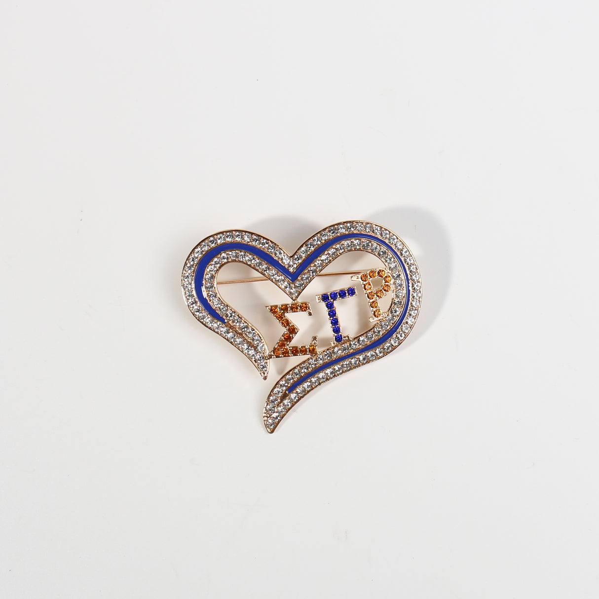 Fashion Sorority Heart Stone Brooch #MBR1060 - Multiple Colors (PC)