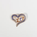 Fashion Sorority Heart Stone Brooch #MBR1060 - Multiple Colors (PC)