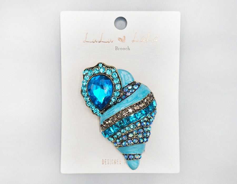 Fashion Seashell Rhinestone Brooch #MBR1084 - Multiple Colors (PC)