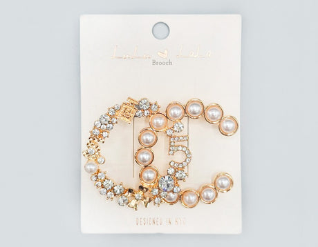 Fashion Design Rhinestone Brooch #MBR1091 - Multiple Colors (PC)