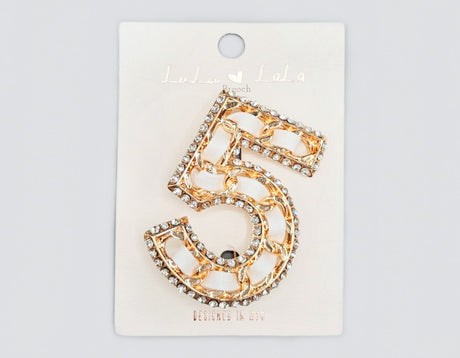 Fashion Rhinestone No.5 Brooch #MBR1100 - Multiple Colors (PC)