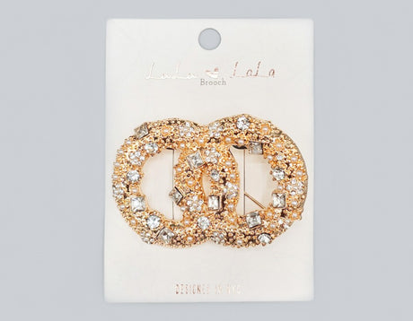 Fashion Double Ring Rhinestone Brooch #MBR1102 - Multiple Colors (PC)