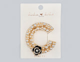 Fashion Pearl Letter C Brooch #MBR1103 - Multiple Colors (PC)