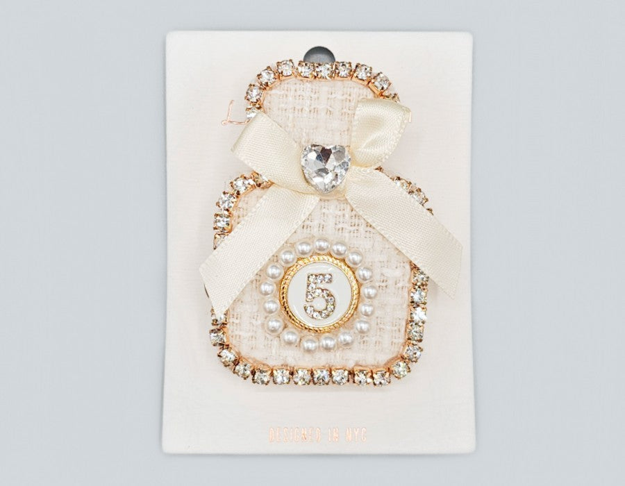 Fashion Pearl No. 5 Bow Brooch #MBR1111 - Multiple Colors (PC)