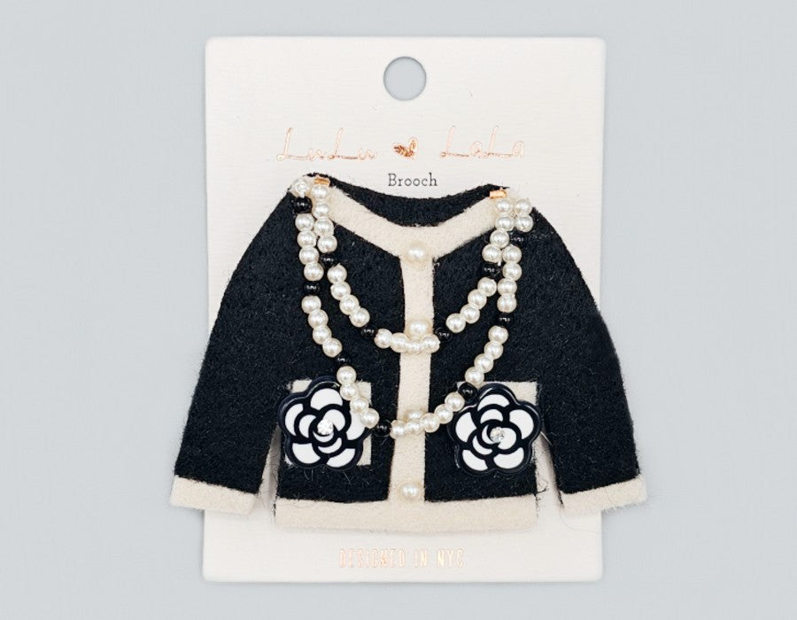 Fashion Cardigan Pearl Brooch #MBR1113 - Multiple Colors (PC)