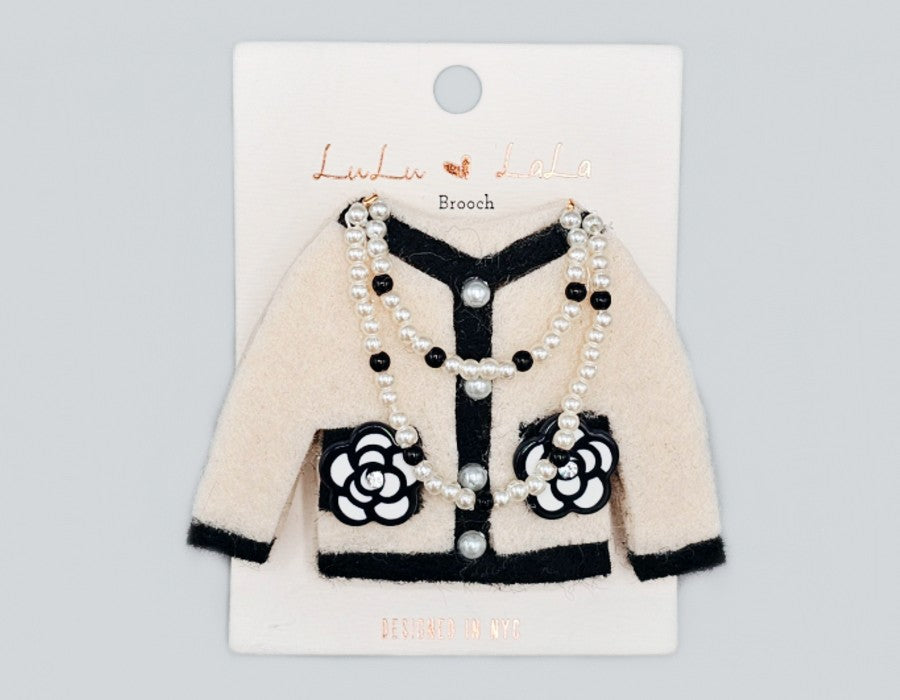 Fashion Cardigan Pearl Brooch #MBR1113 - Multiple Colors (PC)