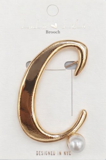Fashion Pearl Initial Brooch #MBR1115GD (PC)