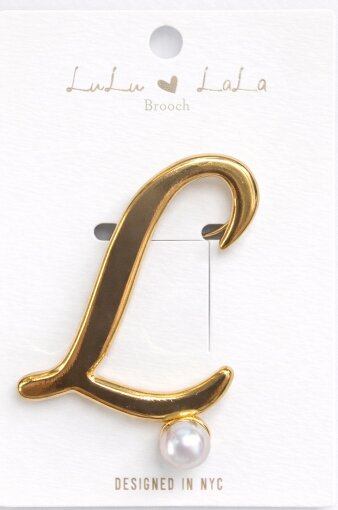 Fashion Pearl Initial Brooch #MBR1115GD (PC)