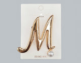 Fashion Pearl Initial Brooch #MBR1115GD (PC)