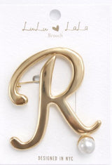Fashion Pearl Initial Brooch #MBR1115GD (PC)