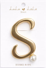 Fashion Pearl Initial Brooch #MBR1115GD (PC)